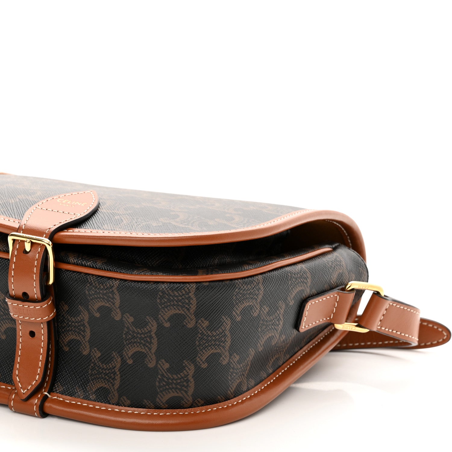 Celine Triomphe Canvas Medium Folco Bag Tan 9 of 9
