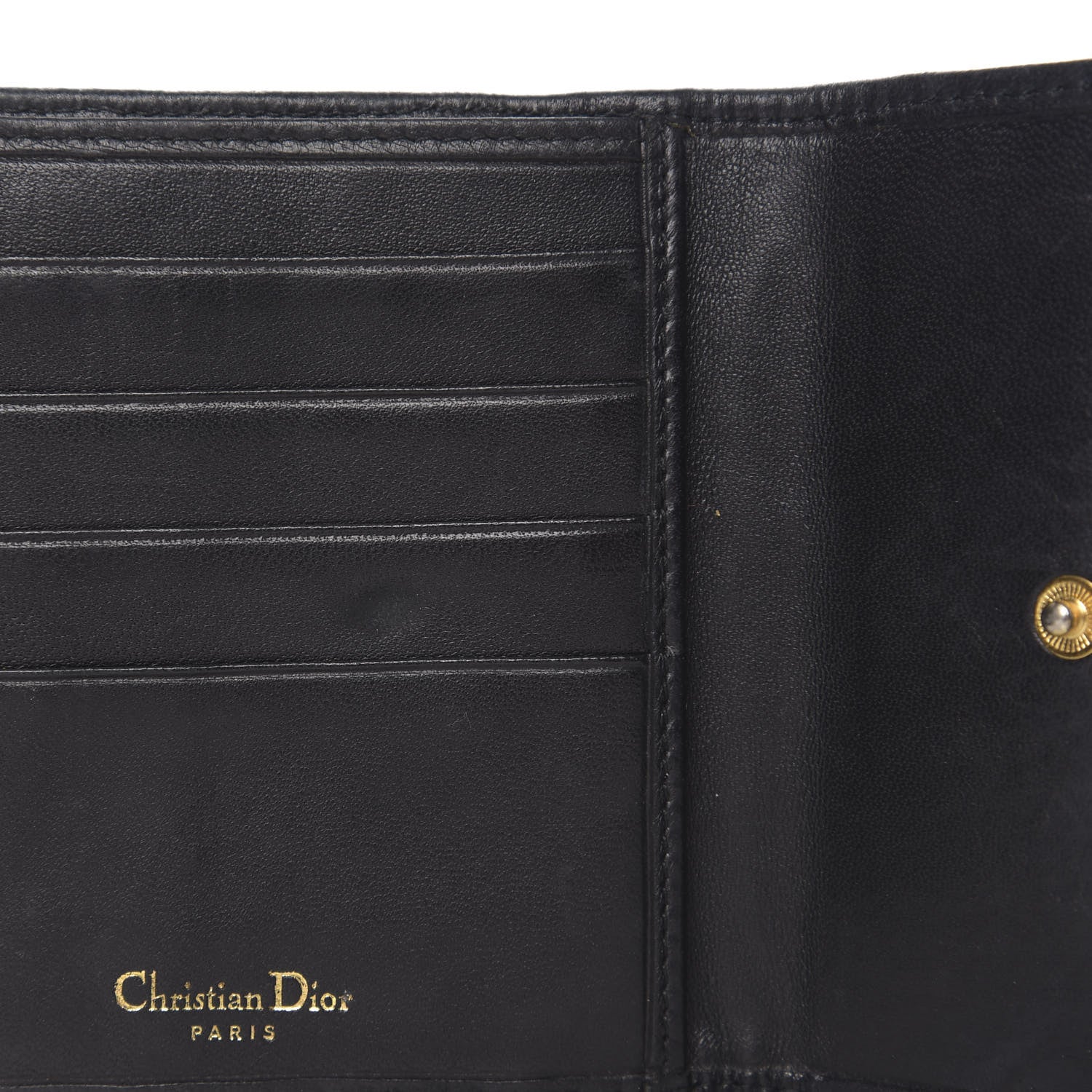 Christian Dior Lambskin Cannage Wallet Black 6 of 7