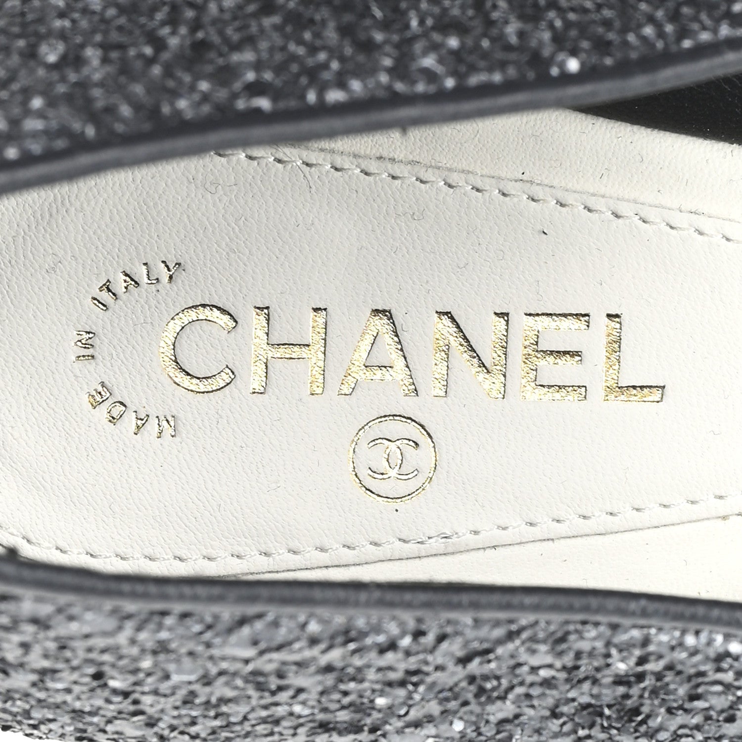 Chanel Glitter Grosgrain Cap Toe Mary Jane Flats 36.5 Gray 8 of 9
