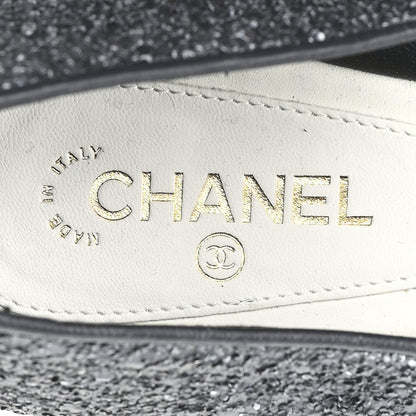 Chanel Glitter Grosgrain Cap Toe Mary Jane Flats 36.5 Gray 8 of 9