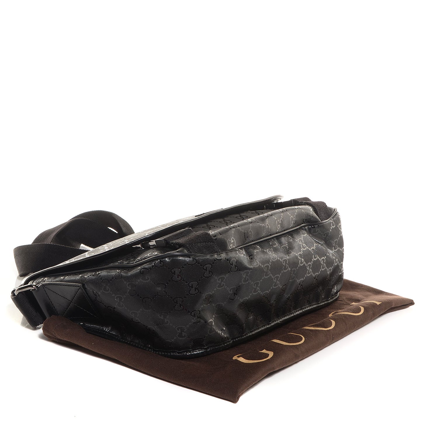 Imprime Monogram Medium Double Buckle Flap Messenger Bag Black