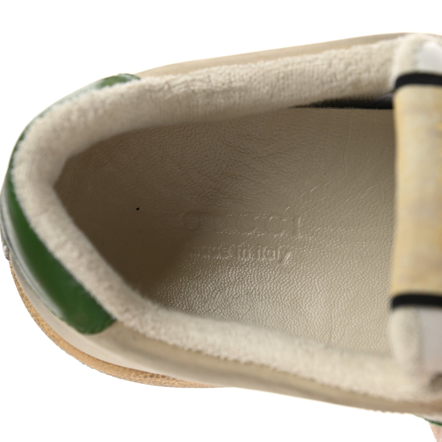 Gucci Nubuck Web Womens Screener Sneakers 37.5 Dusty Milk New Mystic White Vintage Green 7 of 8