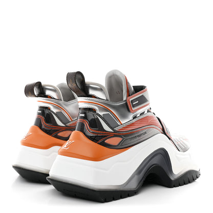Louis Vuitton Metallic Calfskin Monogram LV Archlight 2.0 Platform Sneakers 37 Silver White Orange 5 of 10