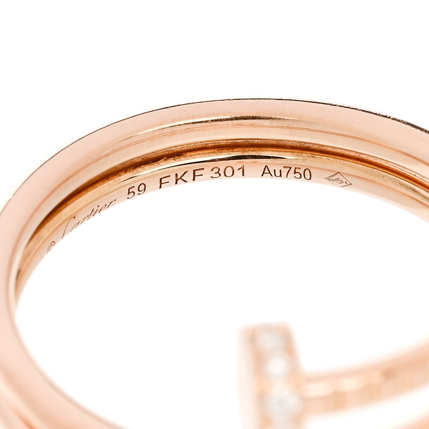 18K Pink Gold Diamond Double Juste Un Clou Ring 59 8.75