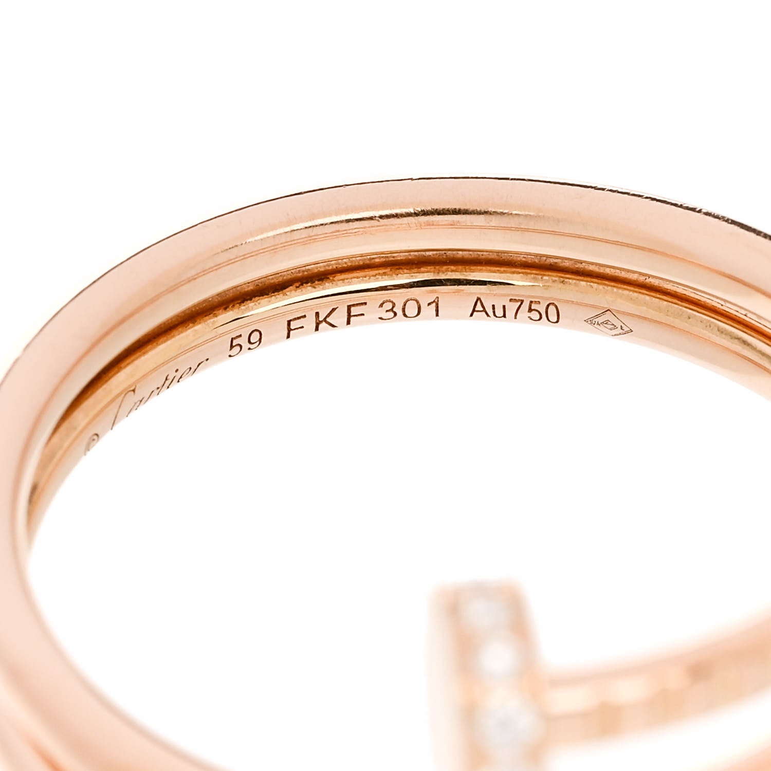 Cartier 18K Pink Gold Diamond Double Juste Un Clou Ring 59 8.75 5 of 6