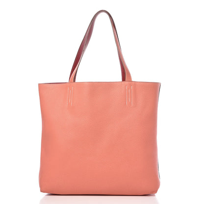 Hermes Taurillon Clemence Double Sens 45 Reversible Tote Rouge Casaque Crevette 3 of 13