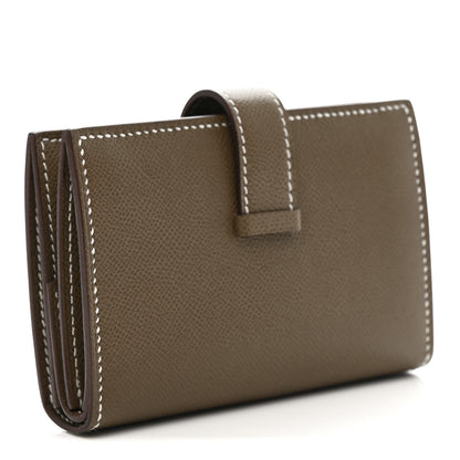 Hermes Madame Calfskin Mini Bearn Wallet Etoupe 3 of 9