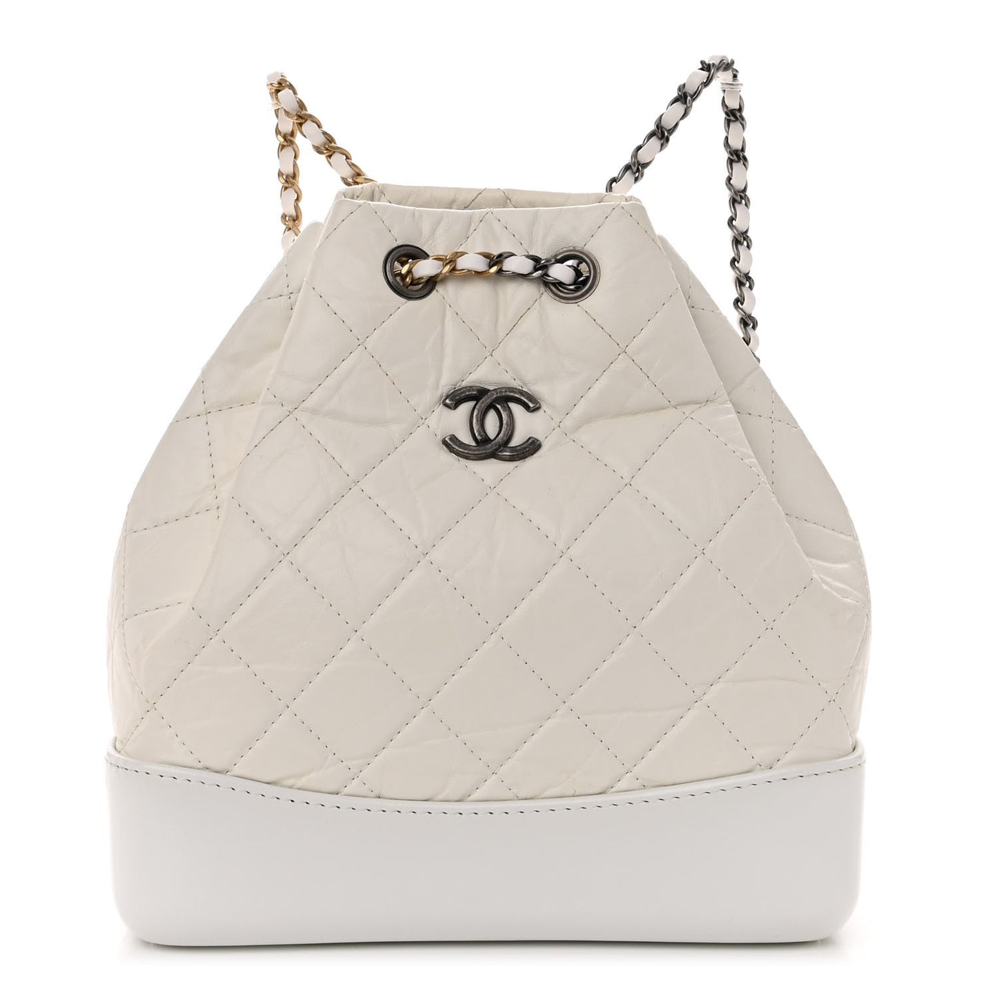 Aged Calfskin Quilted Small Gabrielle Backpack White