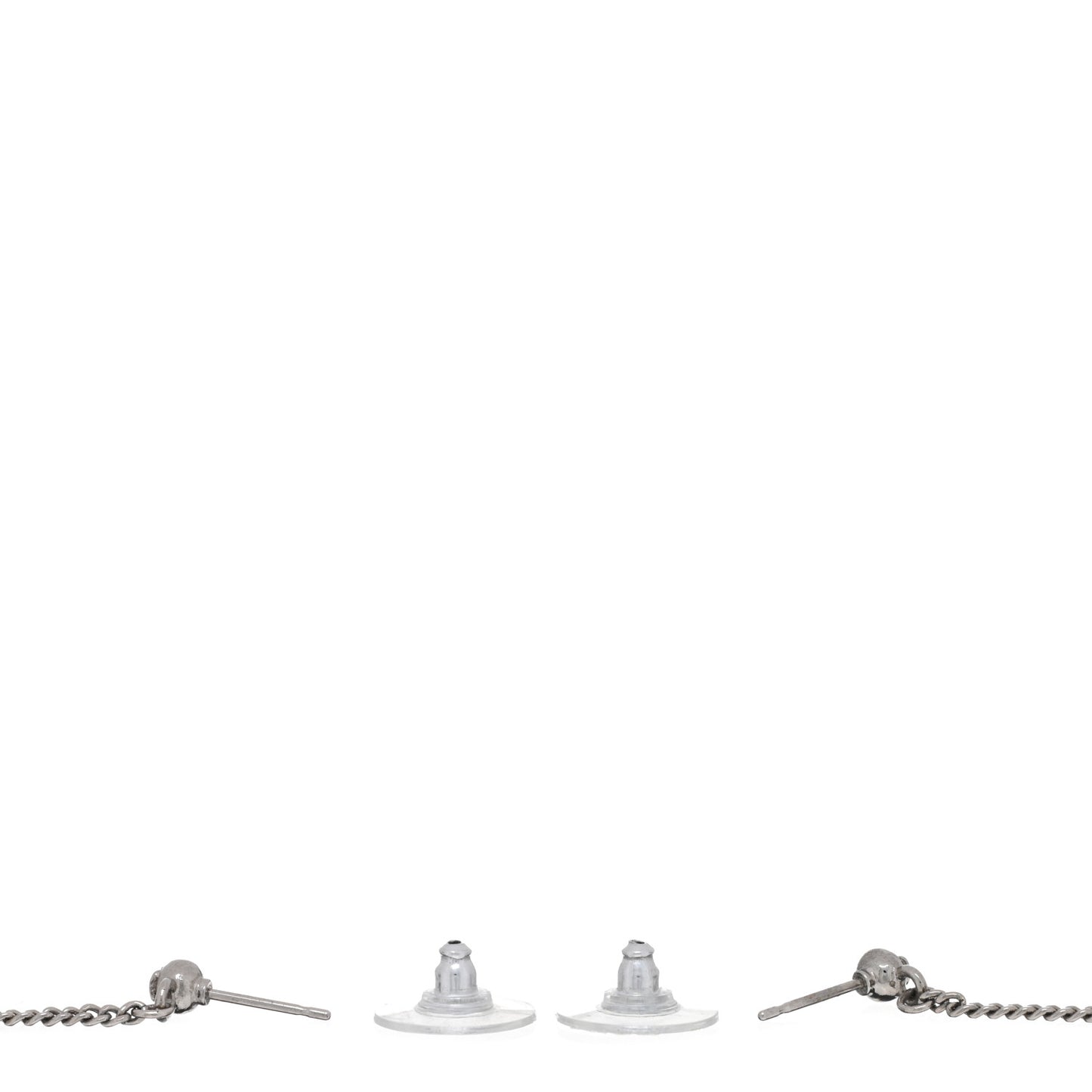 Baguette Crystal CC Drop Earrings Silver