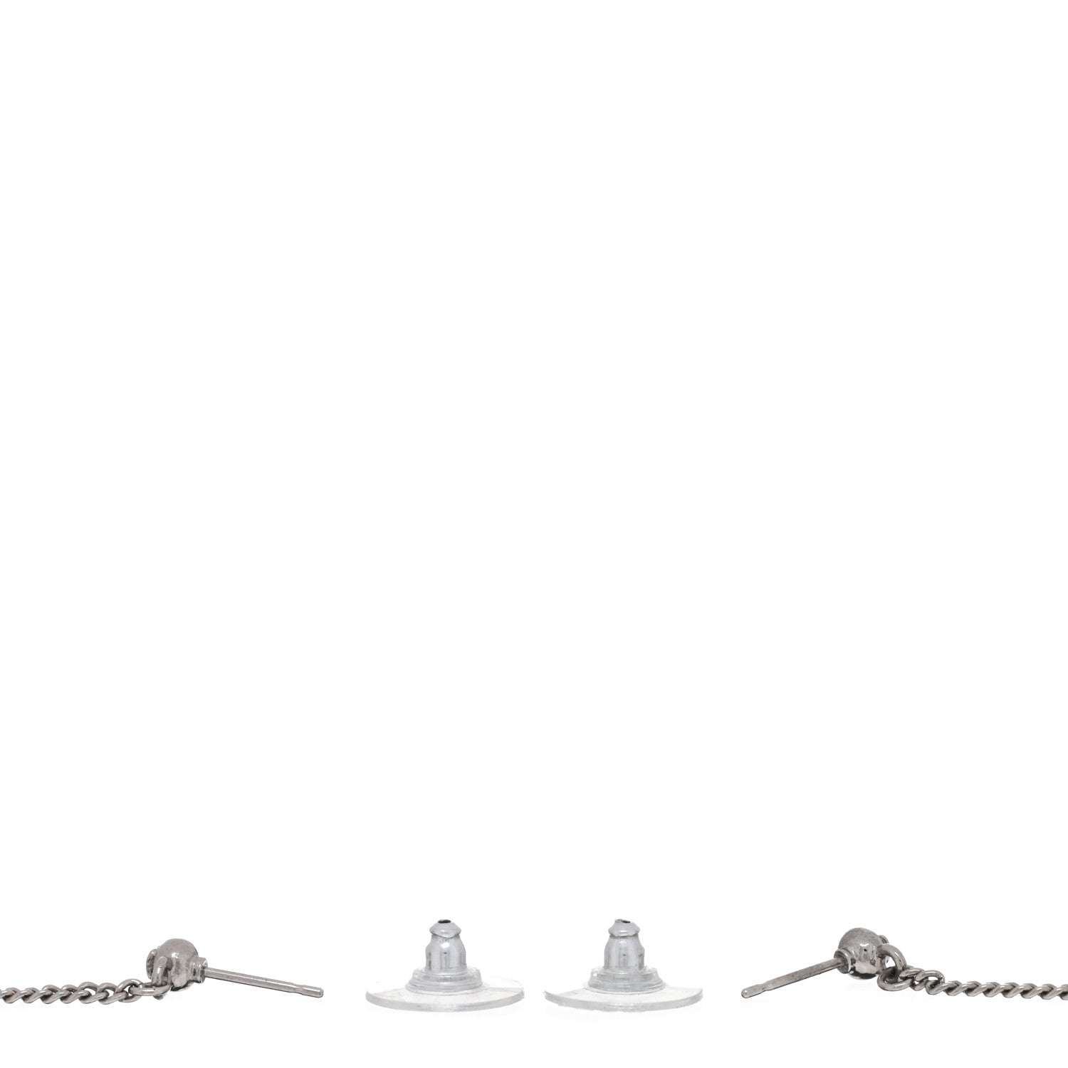 Chanel Baguette Crystal CC Drop Earrings Silver 3 of 4