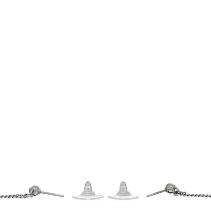 Chanel Baguette Crystal CC Drop Earrings Silver 3 of 4