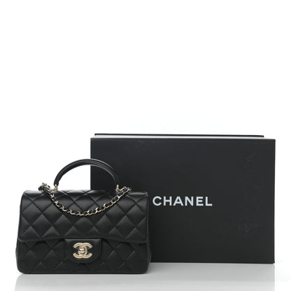Chanel Lambskin Quilted Mini Top Handle Rectangular Flap Black 9 of 9
