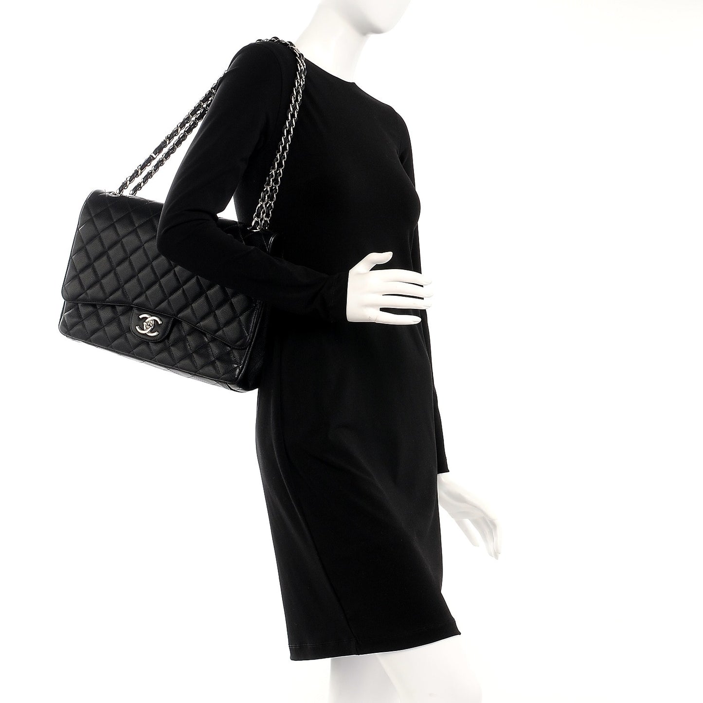 Caviar Quilted Maxi Double Flap Black