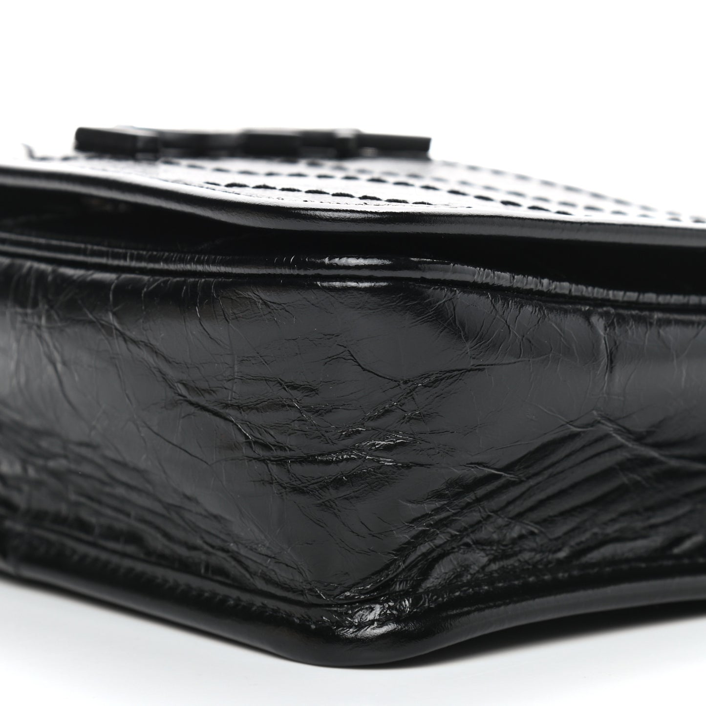 Crinkled Calfskin Matelasse Monogram Niki Chain Wallet Black