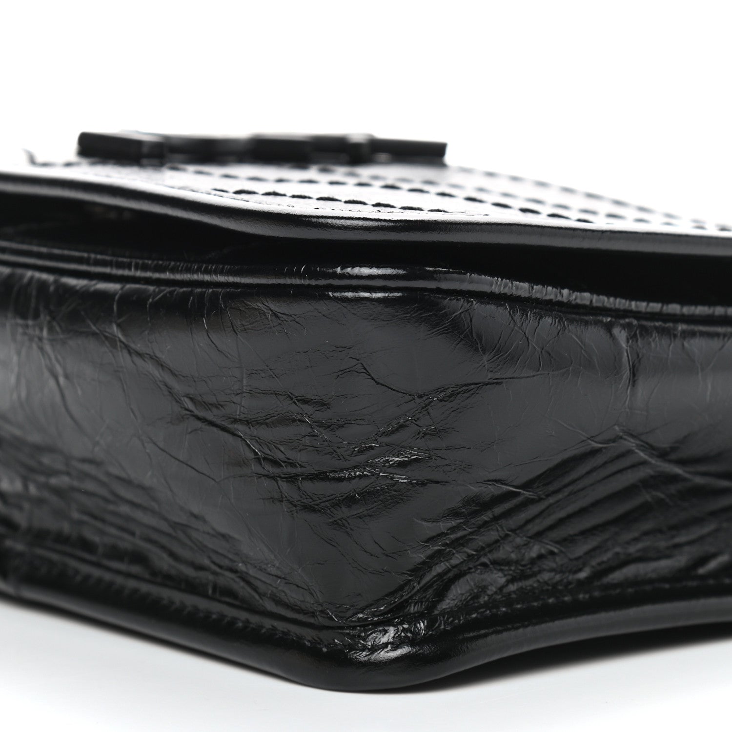 Saint Laurent Crinkled Calfskin Matelasse Monogram Niki Chain Wallet Black 9 of 10