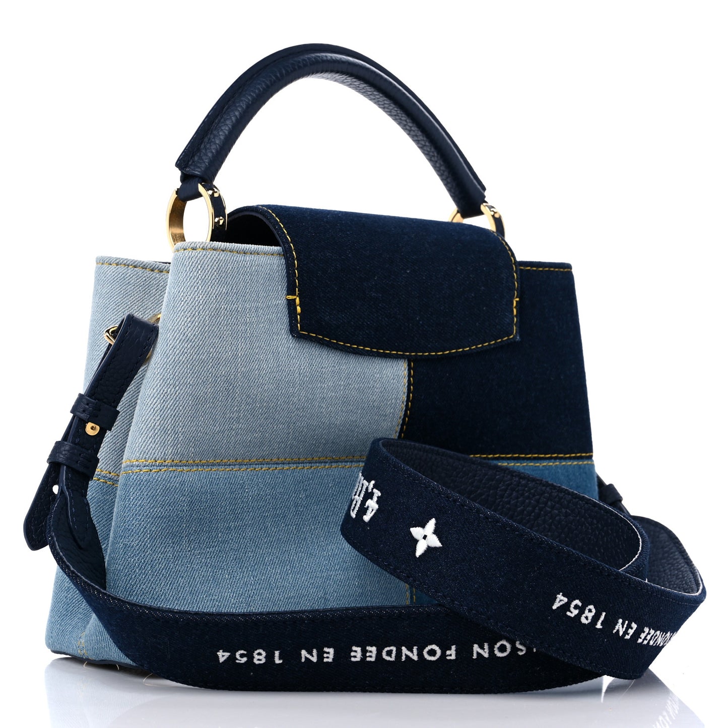 Taurillon Denim Capucines BB Navy Blue