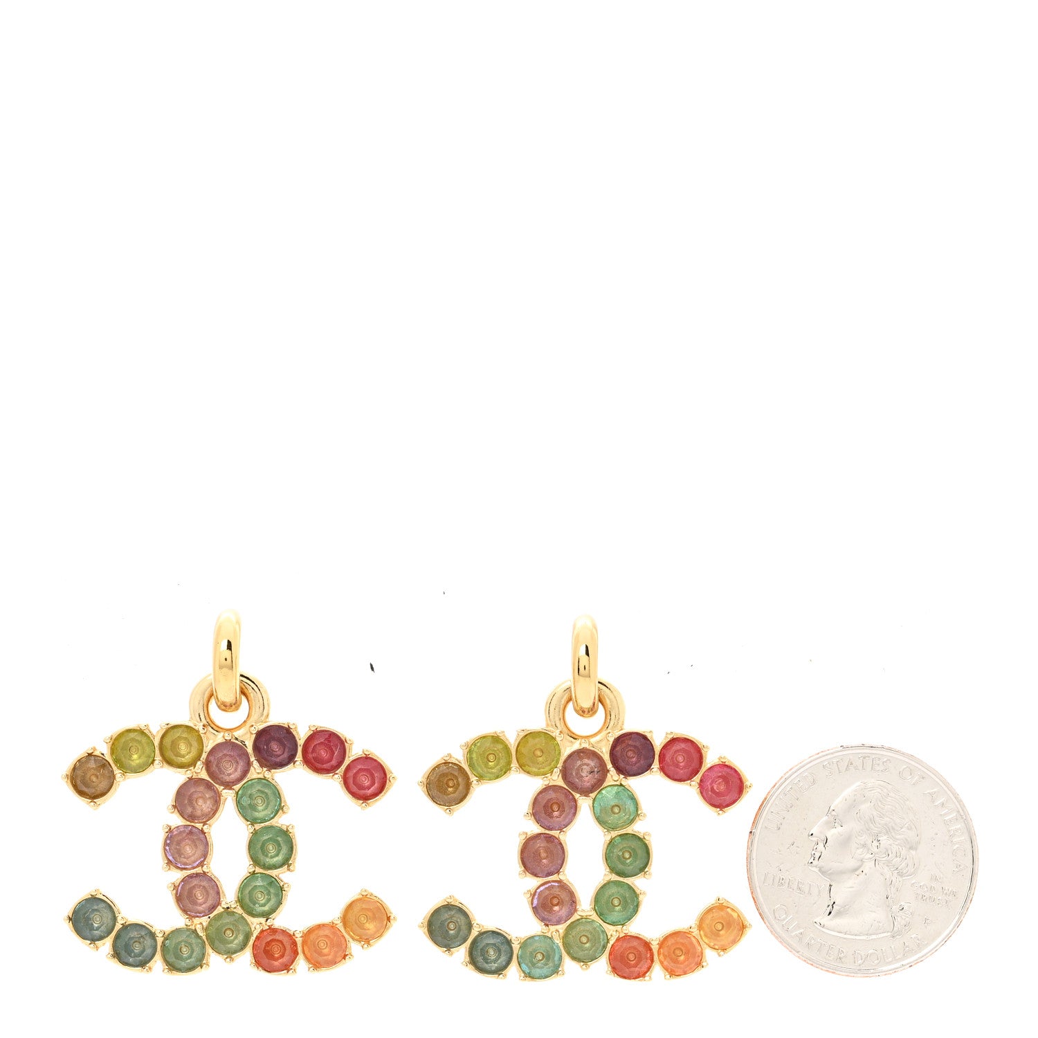 Chanel Crystal CC Drop Earrings Multicolor 2 of 4