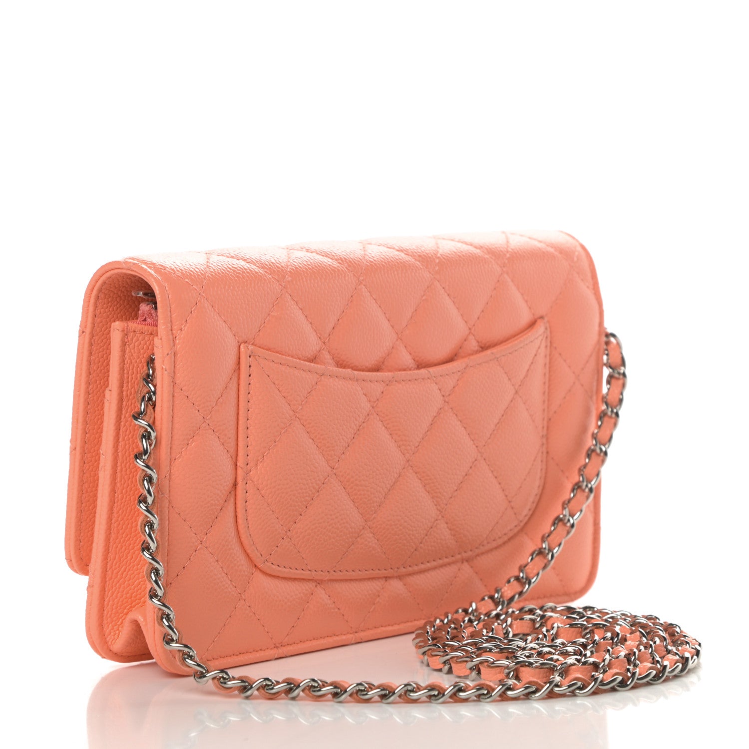 Chanel Caviar Quilted Wallet on Chain WOC Coral 3 of 13
