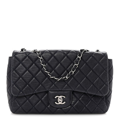 Chanel Lambskin Quilted Jumbo Single Flap Navy 1 of 10