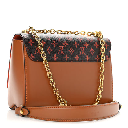 Louis Vuitton Calfskin Catogram Twist Shoulder Bag MM Marron 3 of 9