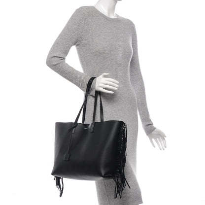 Saint Laurent Calfskin Large Fringe Shopping Tote Black 2 of 8