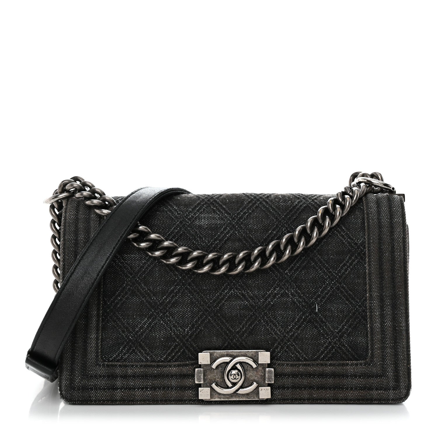 Chanel Denim Quilted Medium Boy Flap Black 1 of 13