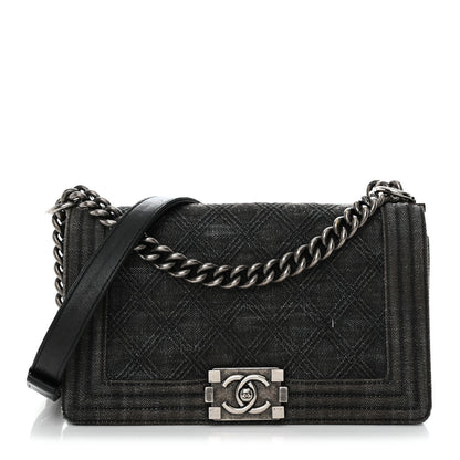 Chanel Denim Quilted Medium Boy Flap Black 1 of 13