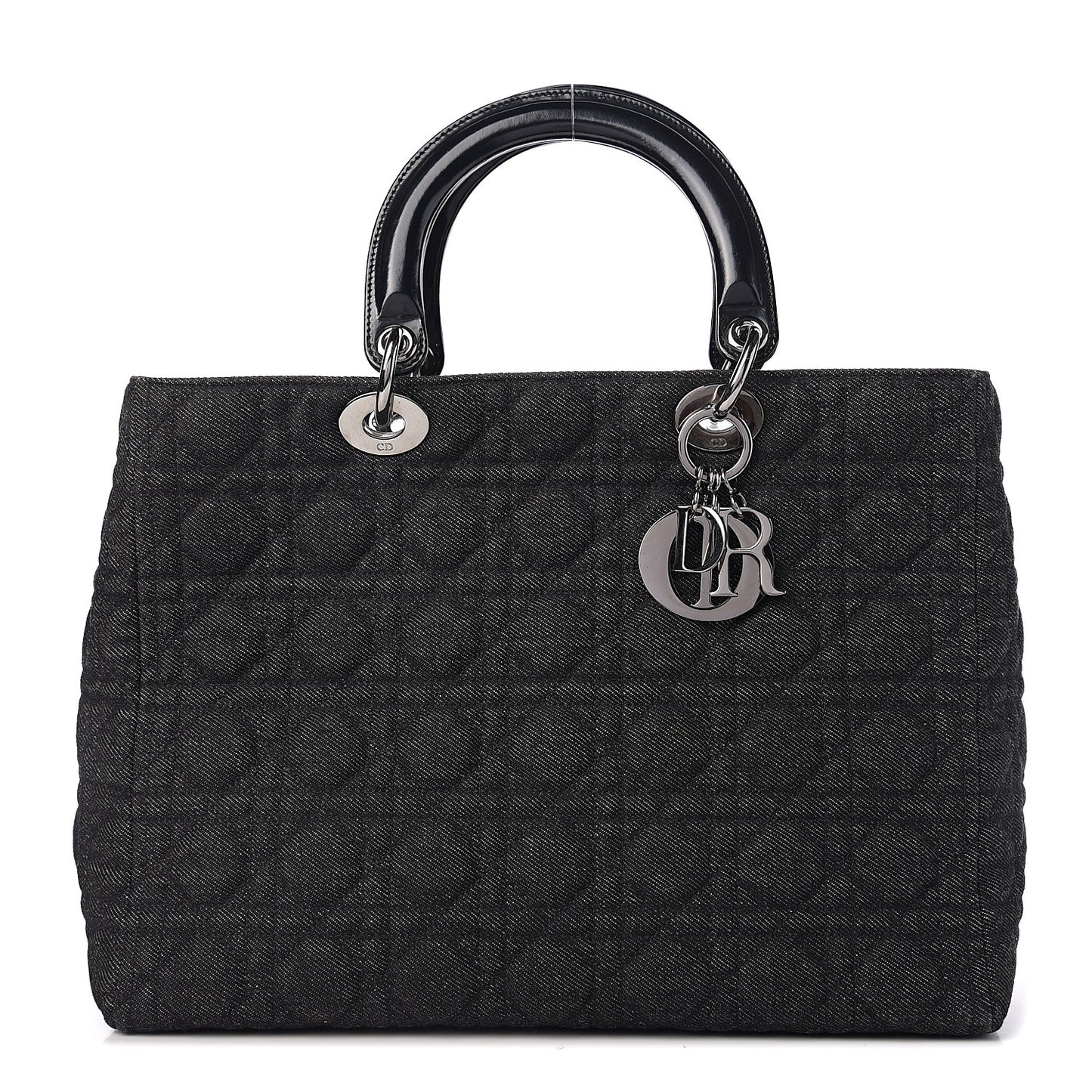 Denim Cannage Large Lady Dior Black