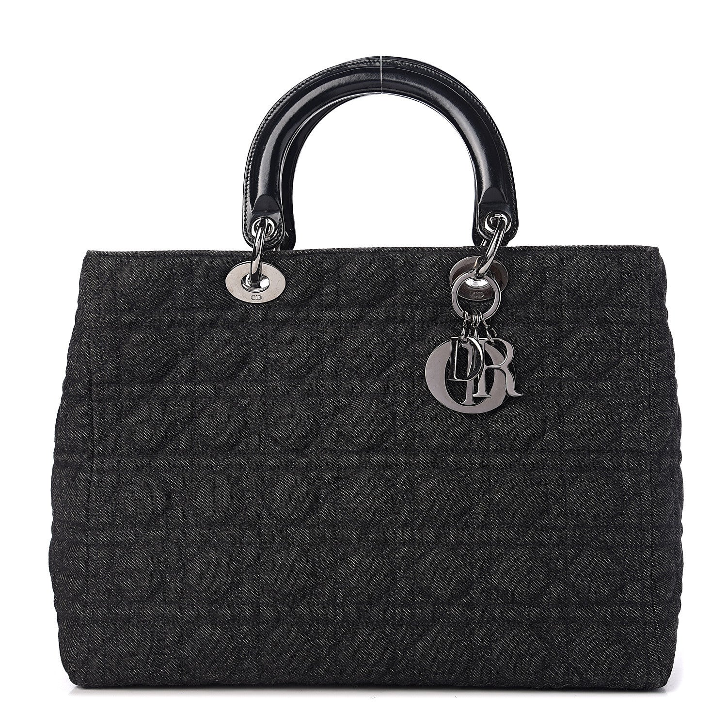 Christian Dior Denim Cannage Large Lady Dior Black 1 of 9