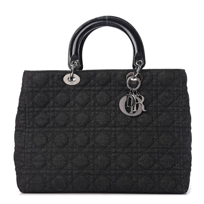 Christian Dior Denim Cannage Large Lady Dior Black 1 of 9