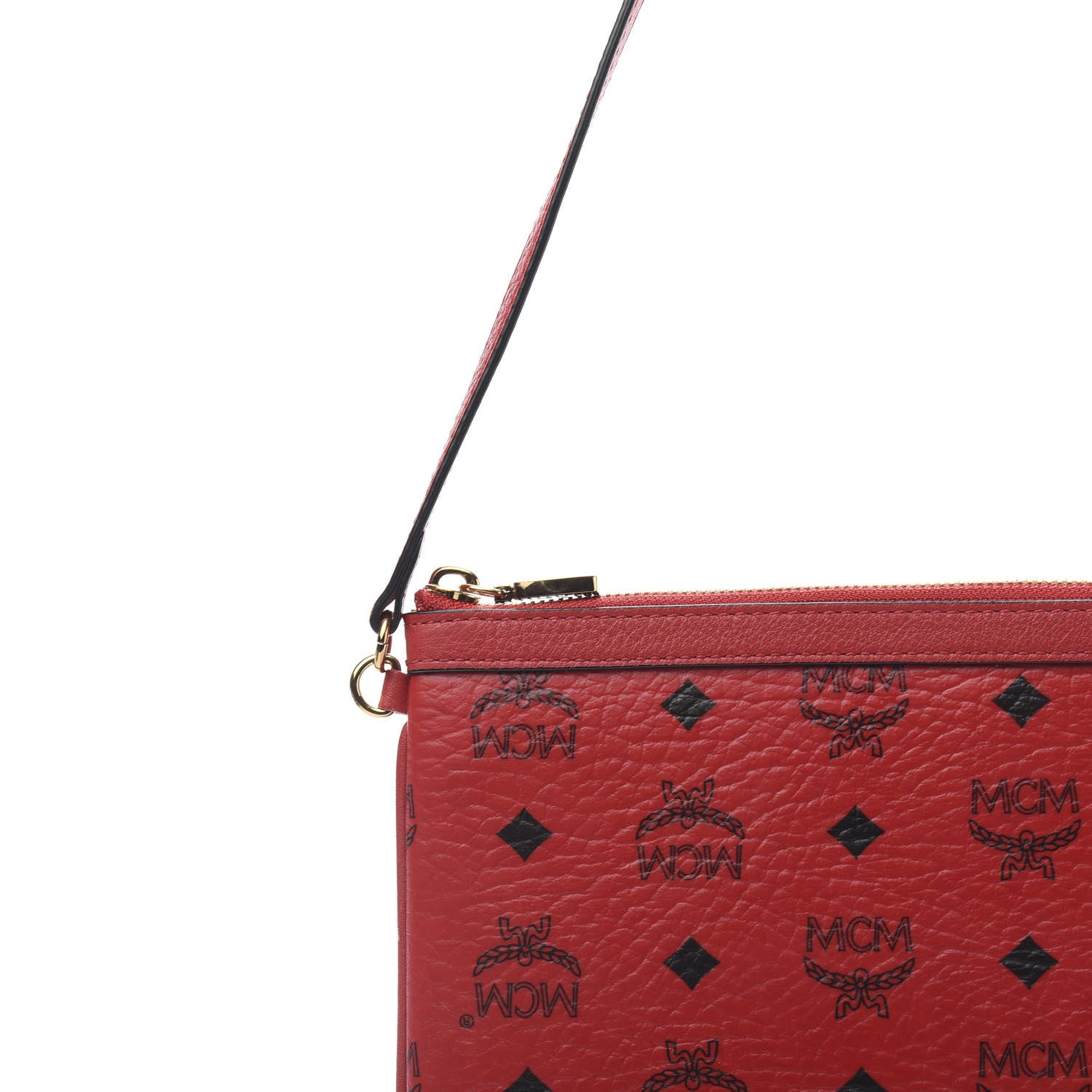 MCM Visetos Liz Shopper Tote Pouch Ruby Red 10 of 10