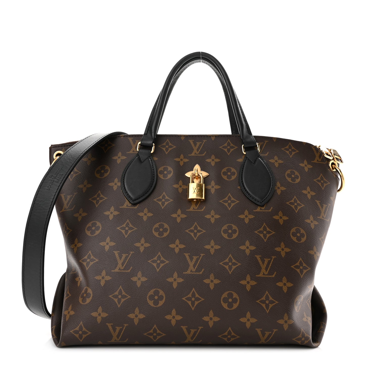 Monogram Flower Zipped Tote MM Black