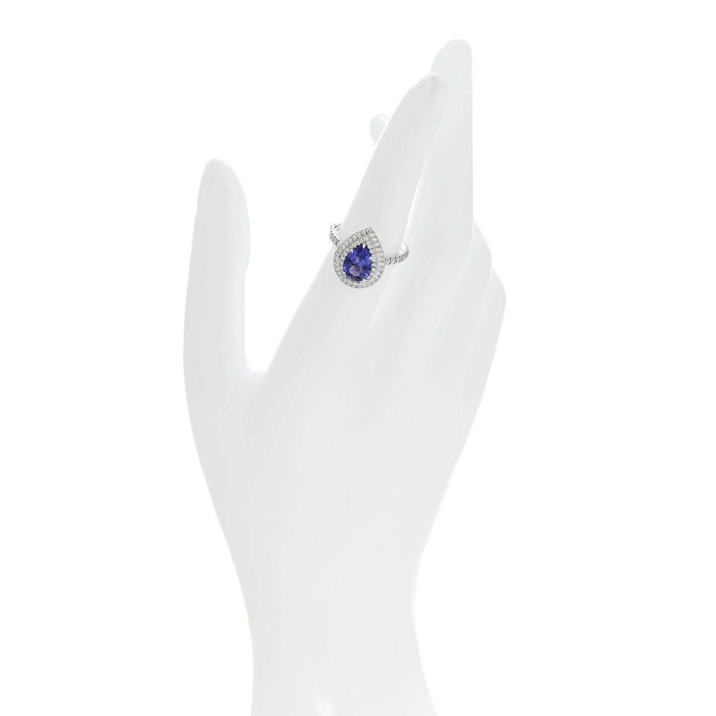 Platinum Diamond Tanzanite Soleste Pear Cut Ring 52 6