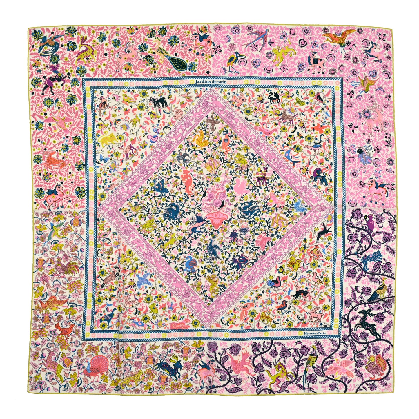 Cashmere Silk Jardins De Soie Shawl 140 Rose Bonbon Jaune