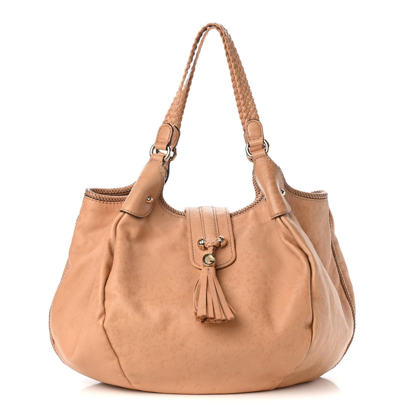 Pebbled Calfskin Medium Marrakech Shoulder Bag Beige