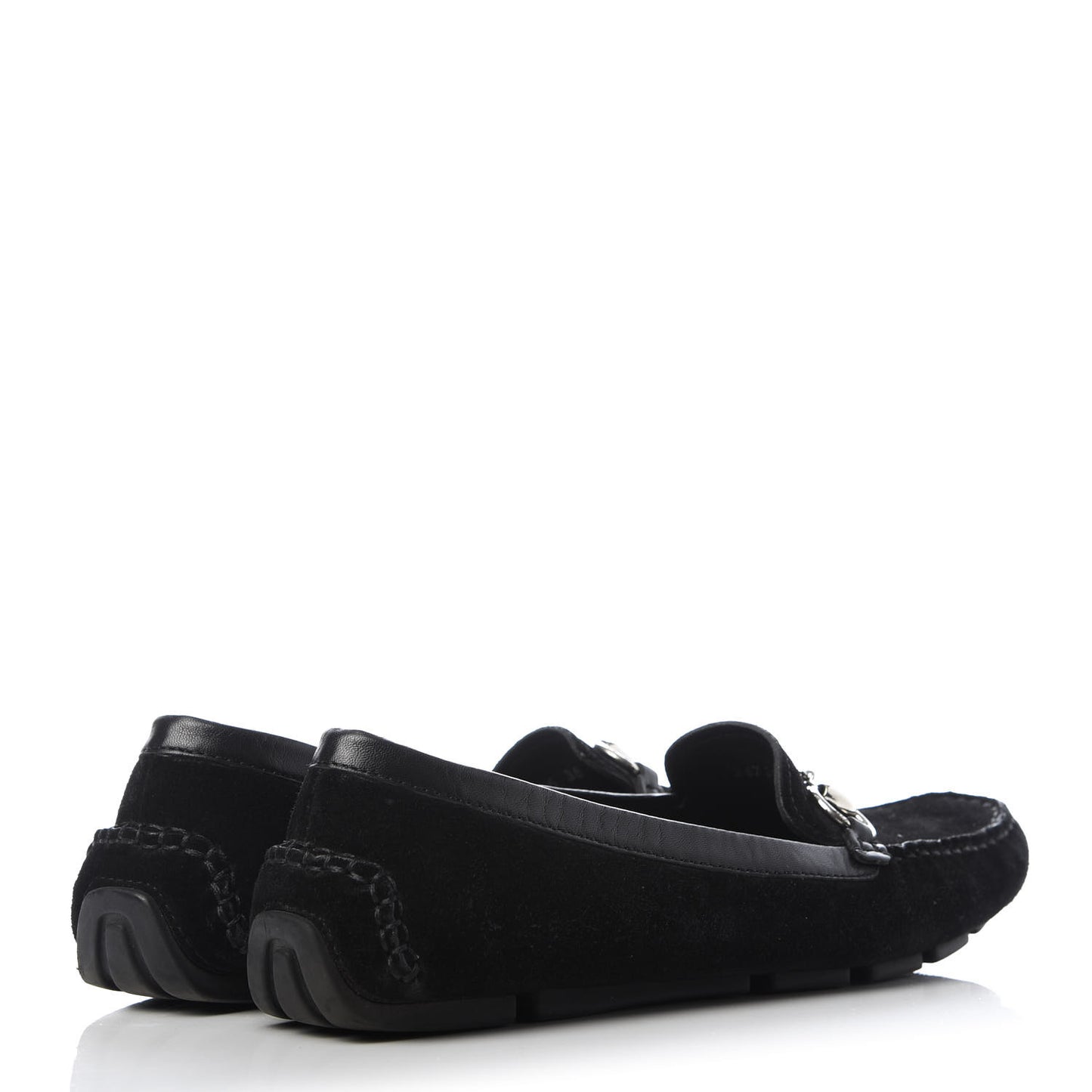 Suede Womens Horsebit Driver Loafers 38 Black