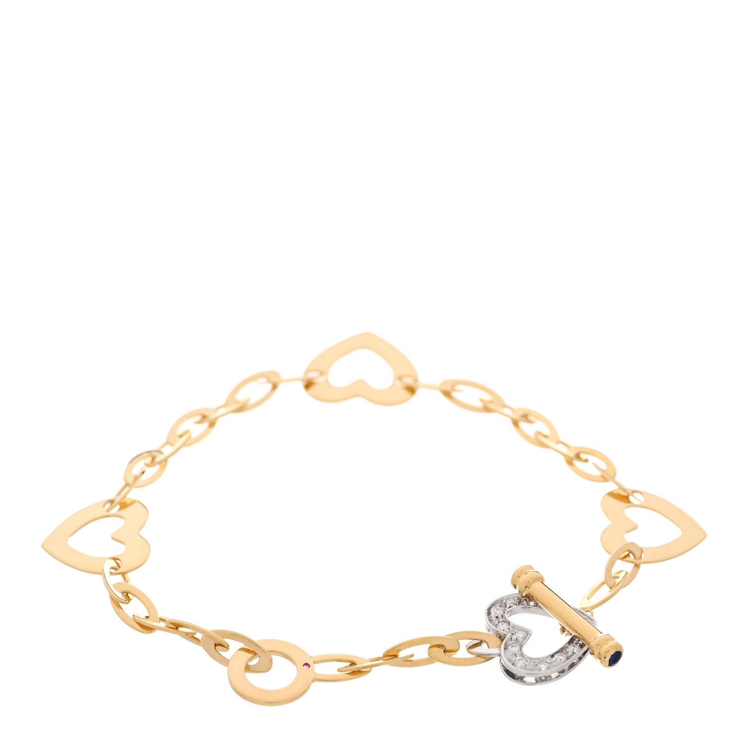 Roberto Coin 18K Yellow White Gold Diamond Heart Toggle Bracelet 1 of 4