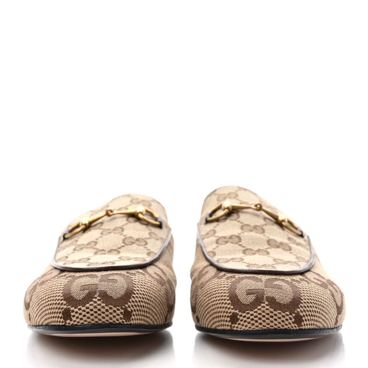 Monogram Jumbo GG Malaga Kid Womens Princetown Slippers 40 Camel Ebony New Acero Beige