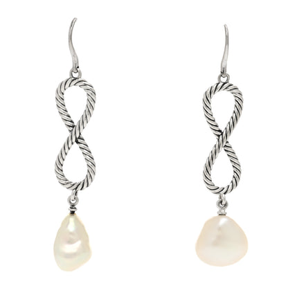 David Yurman Sterling Silver Cultured Pearl Infinity Drop Earrings 1 of 4