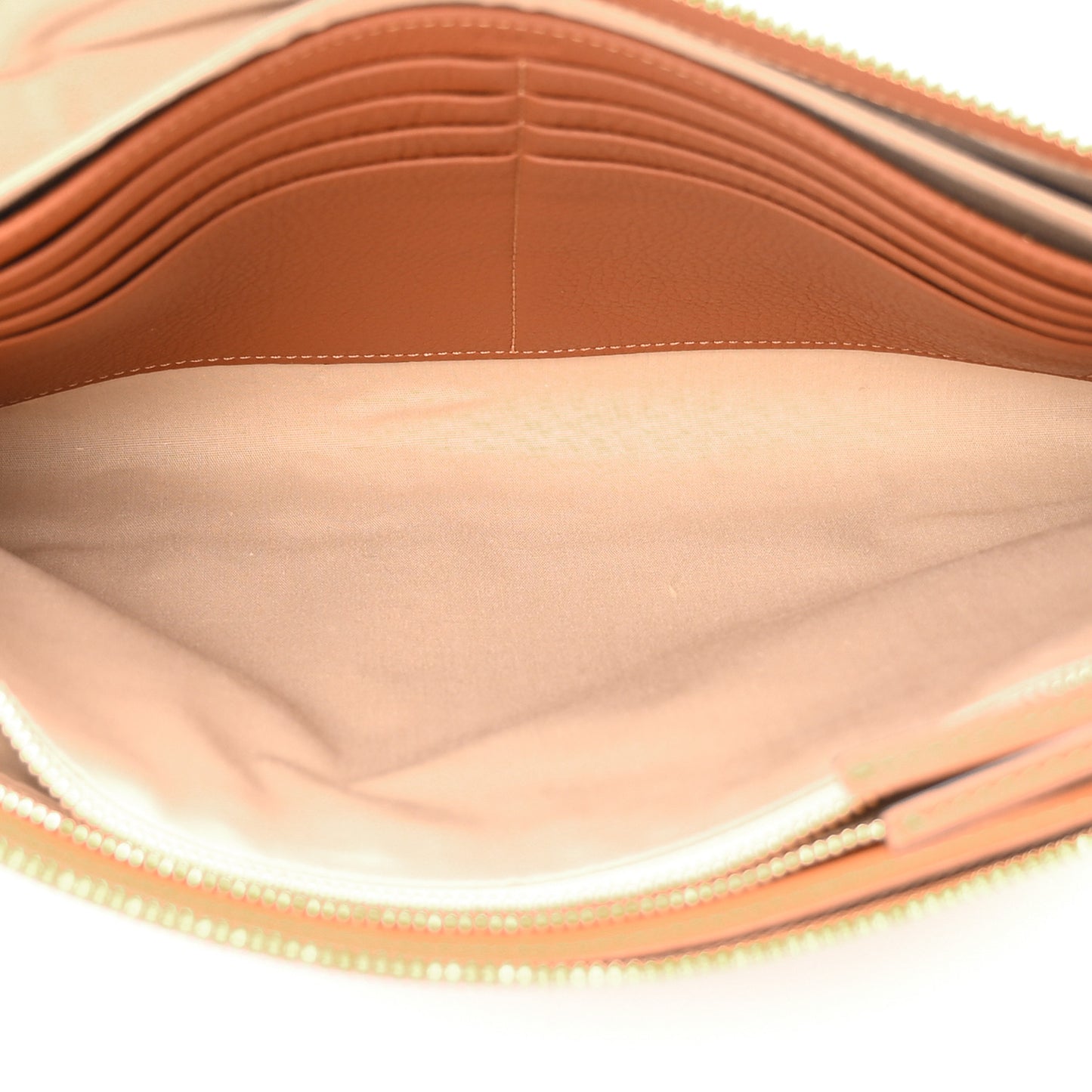 Calfskin Alphabet Flat Pouch Clutch Tan