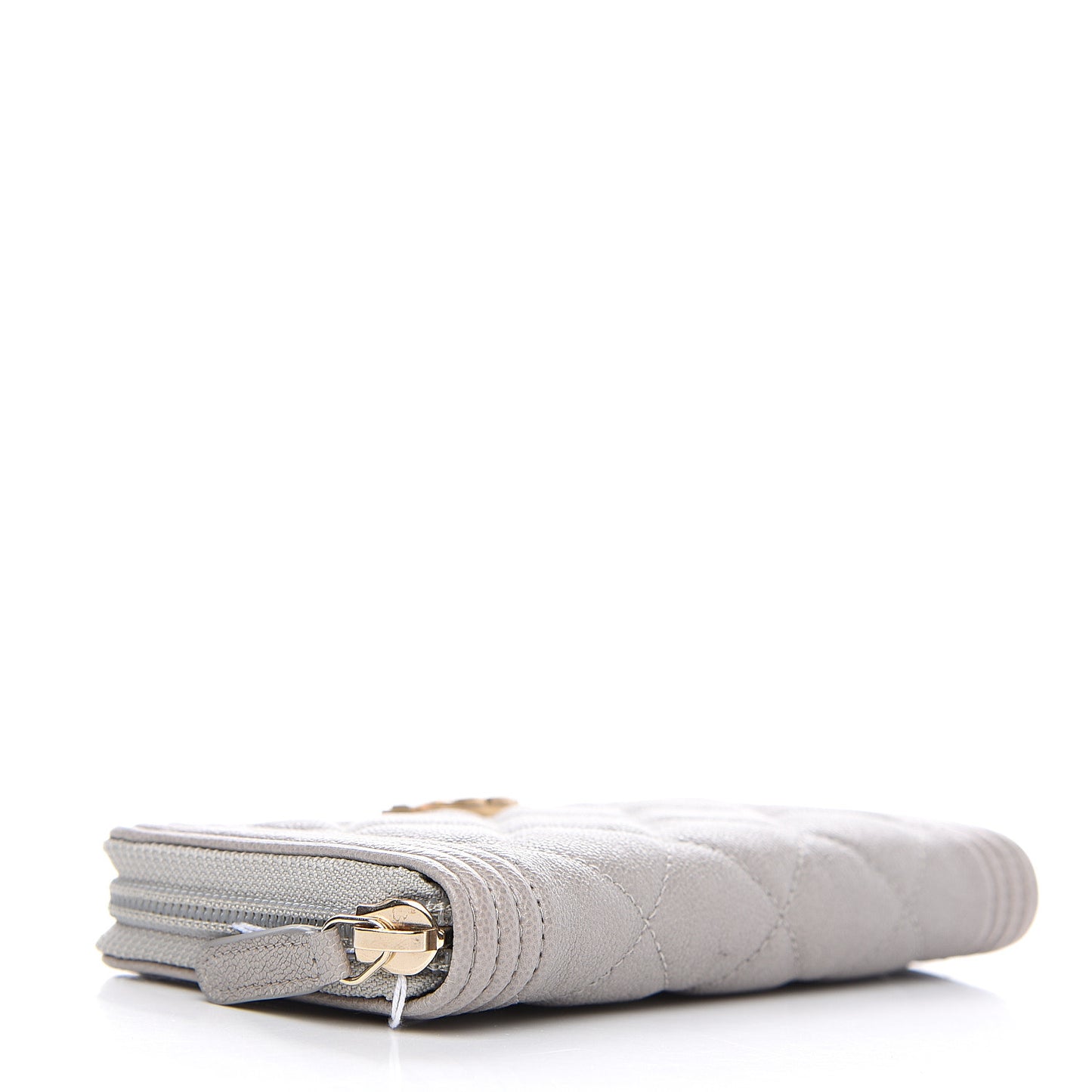 Caviar Quilted Boy Small Zip Around Wallet Grey