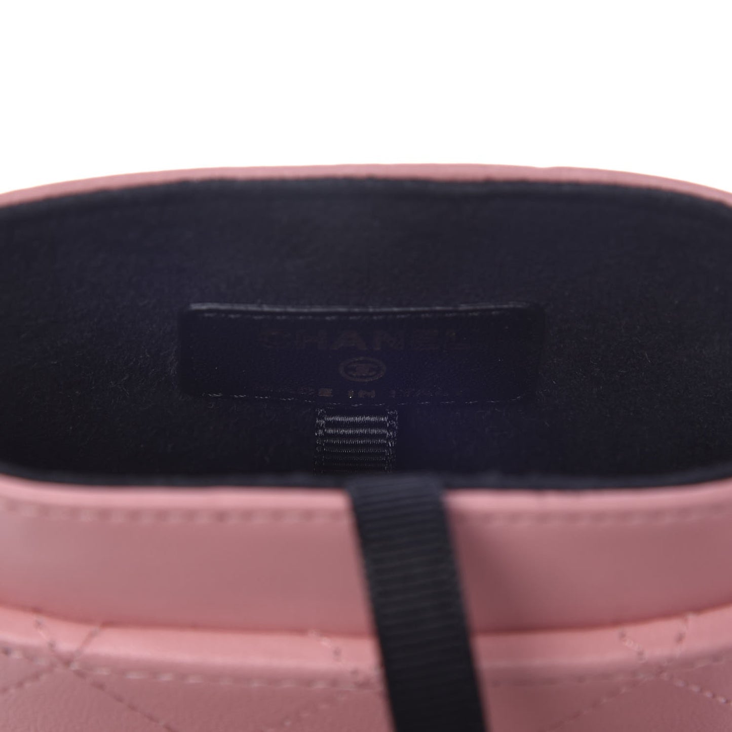 Lambskin Quilted Chain Around Phone Holder Pink