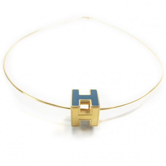 Gold Cage d H Necklace Bleu