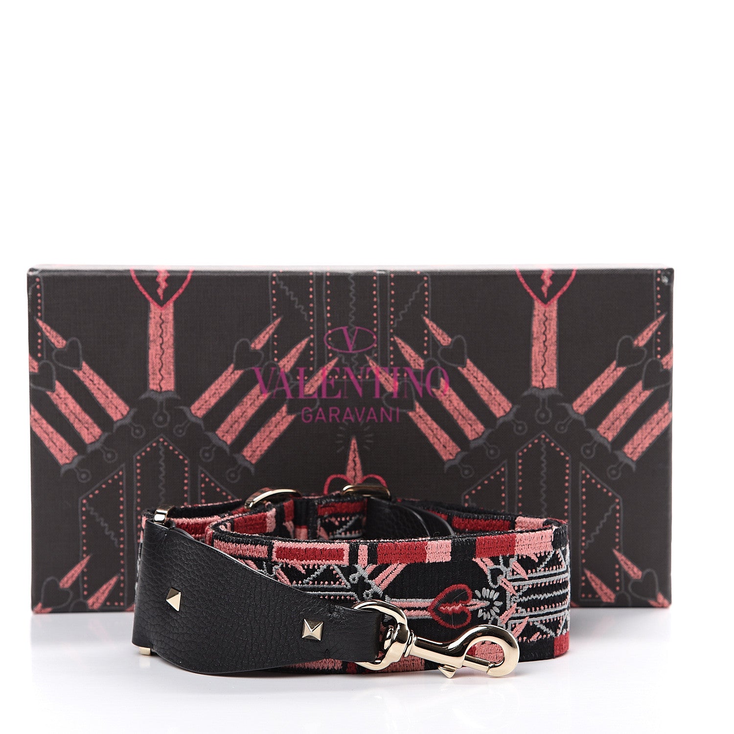 Valentino Garavani Canvas Loveblade Embroidered Rockstud Guitar Strap Multicolor 4 of 4