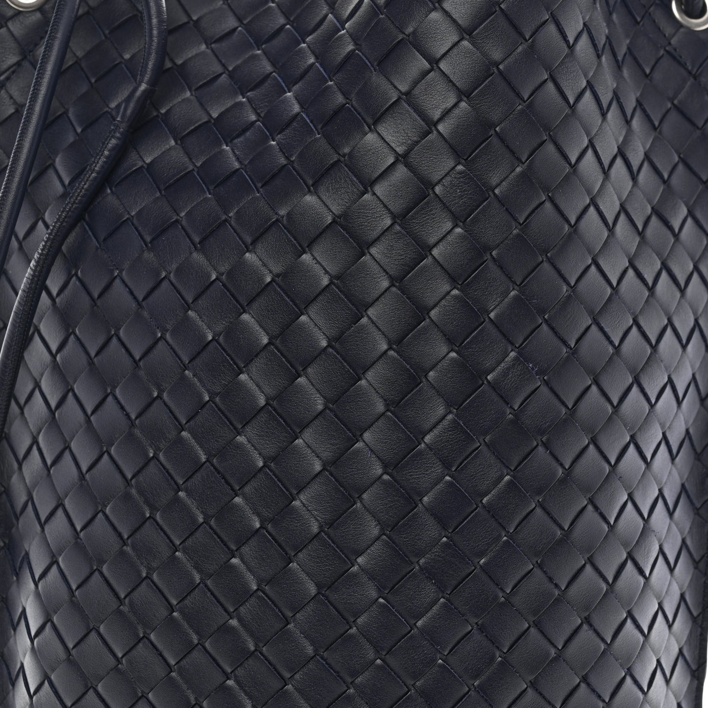 Nappa Intrecciato Medium Knot Bucket Bag Navy Blue