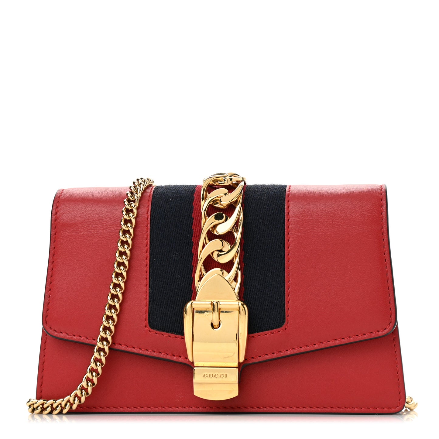Calfskin Super Mini Sylvie Chain Shoulder Bag Hibiscus Red
