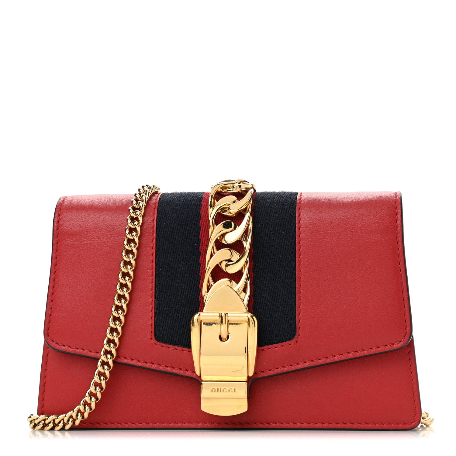 Gucci Calfskin Super Mini Sylvie Chain Shoulder Bag Hibiscus Red 1 of 14