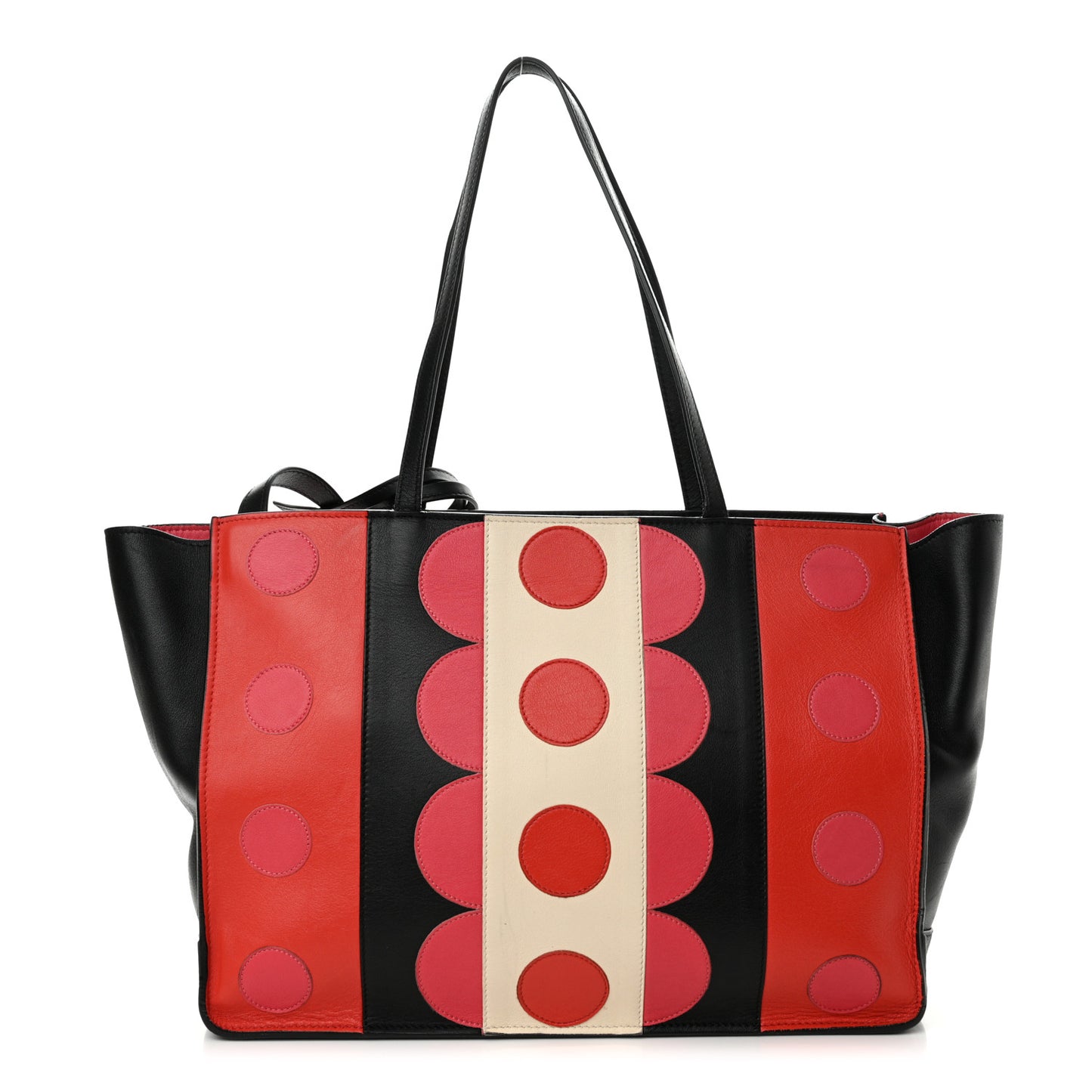 Calfskin Carmen Medium Tote Black Deep Rose