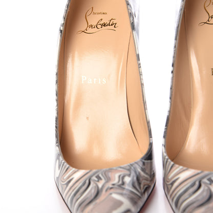Christian Louboutin Patent Marble Swirl Pigalle Follies 100 Pumps 37.5 White 8 of 9