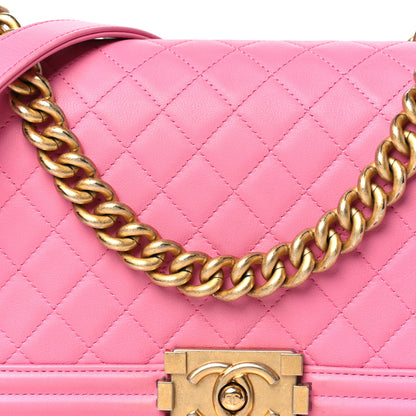Chanel Calfskin Quilted Medium Boy Flap Pink 14 of 17